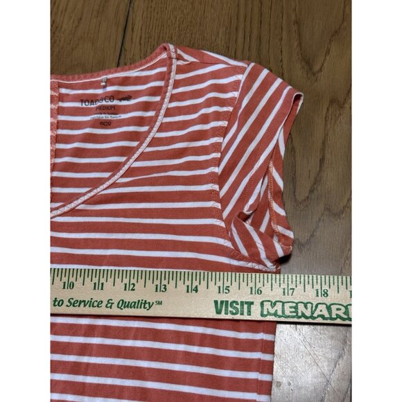 Toad &Co Muse Midi Dress Women’s M Orange Stripe Adjustable Drawcord Pocket - Picture 6 of 11